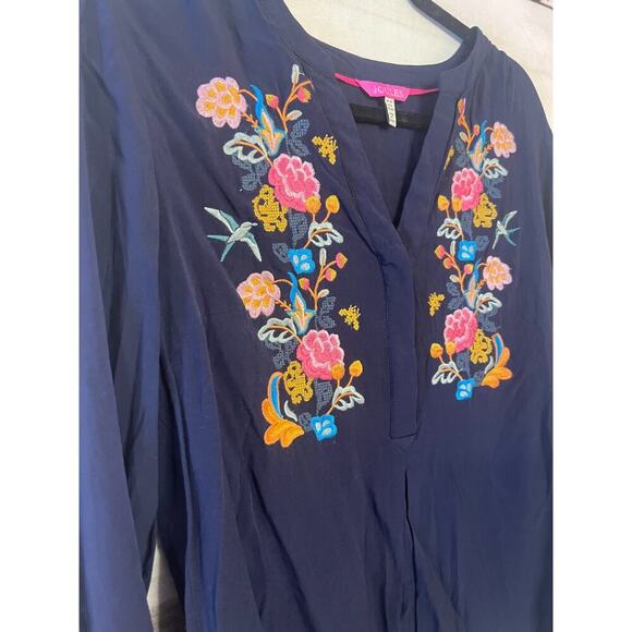 Joules Women's Top Size 6 Navy with Floral Embroidary Preppy Fun - Picture 2 of 6